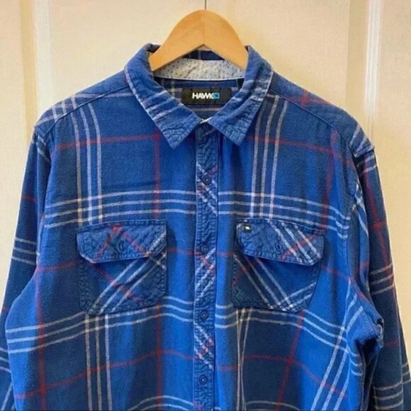 Tony Hawk Flannel Button Front Shirt Long Sleeves Blue Plaid Size XL - Picture 5 of 14